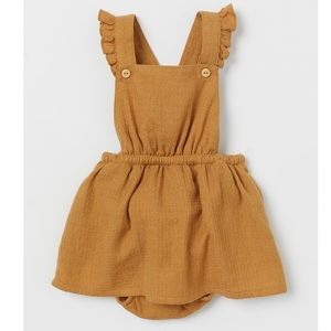 Organic Cotton Overall Dress - Yellow Beige